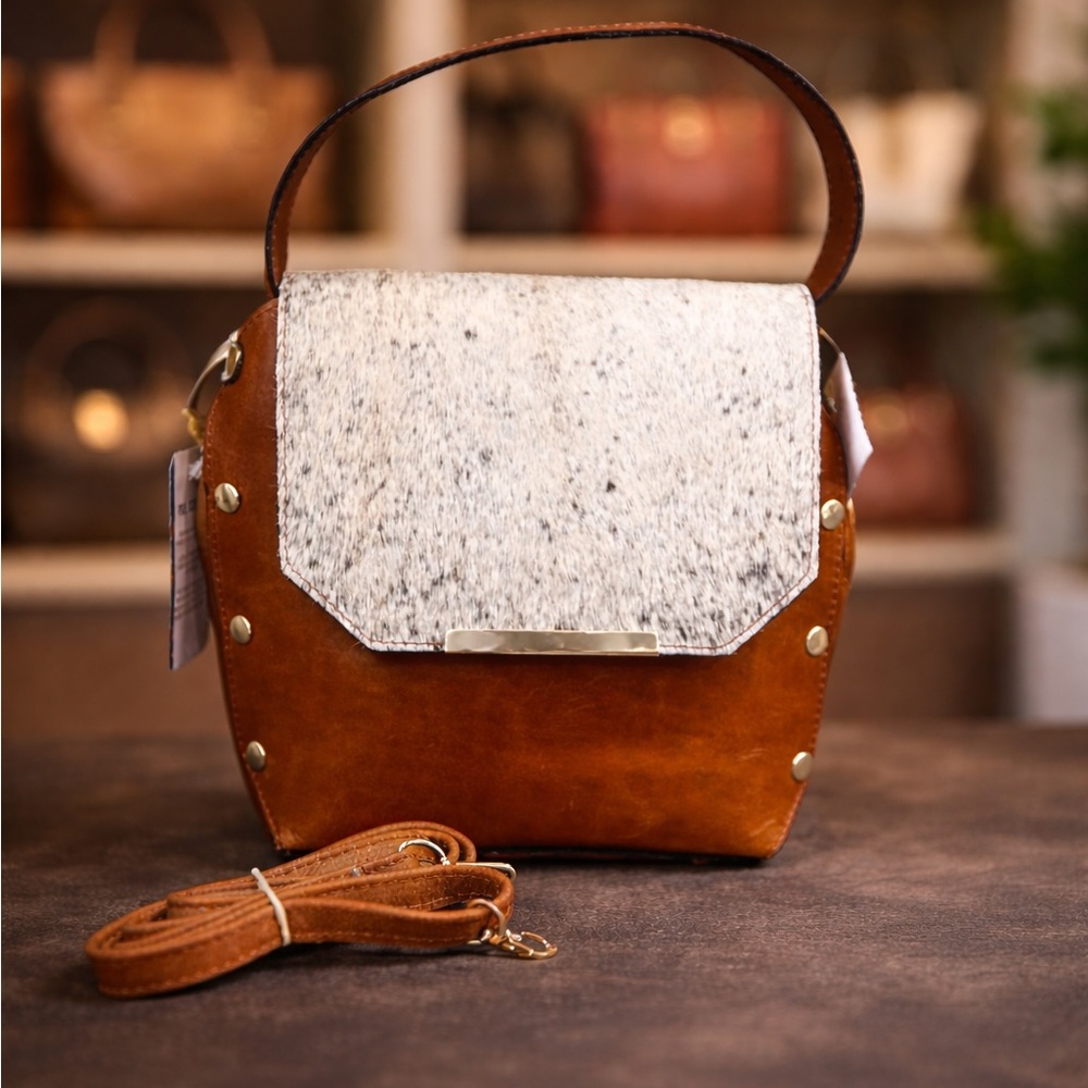 Handmade Brown Leather Bag with Hair-On Leather – Crossbody & Handbag